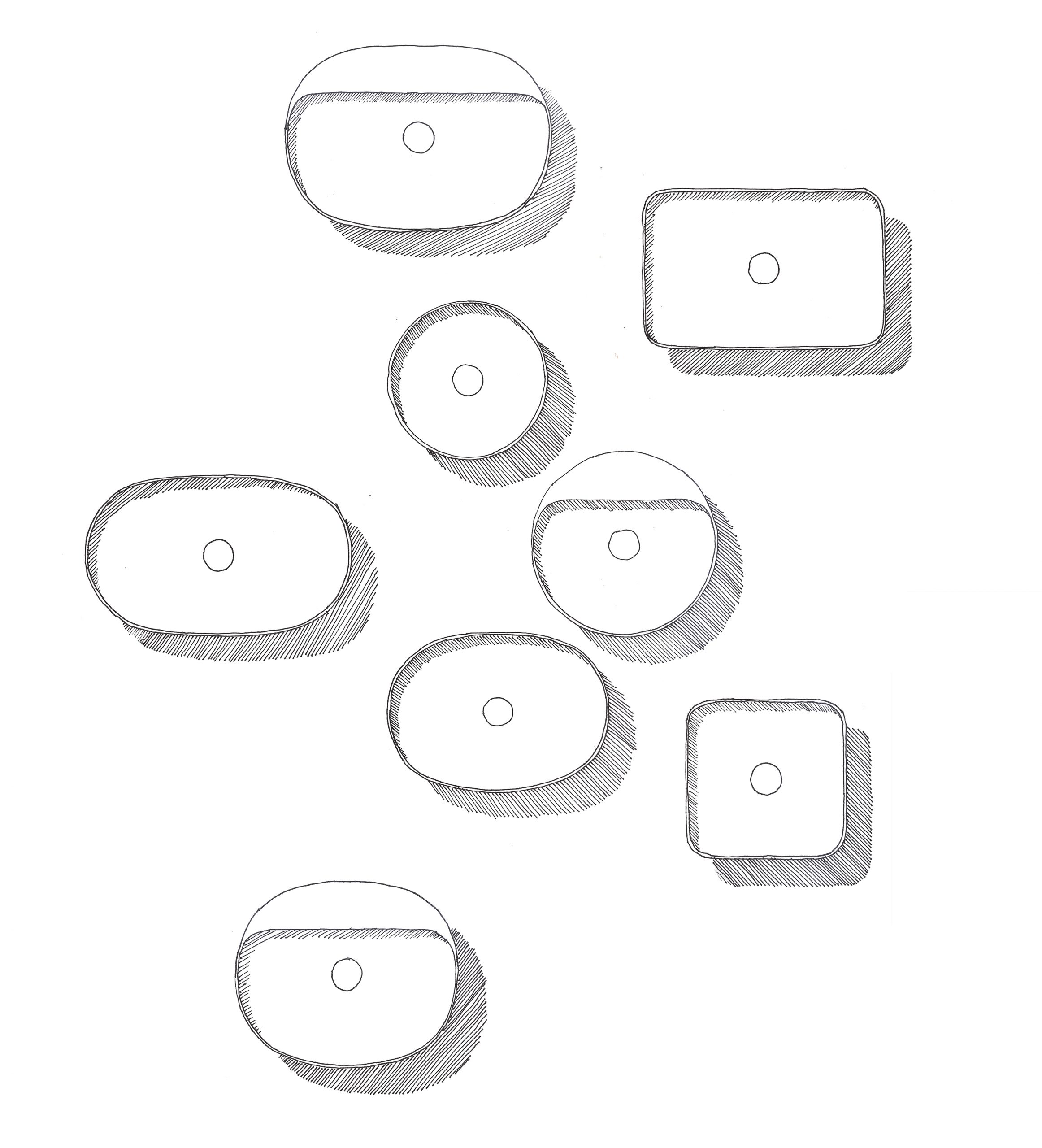Sketch of top view of Variant washbasins designed by Debiasi Sandri for RAK Ceramics