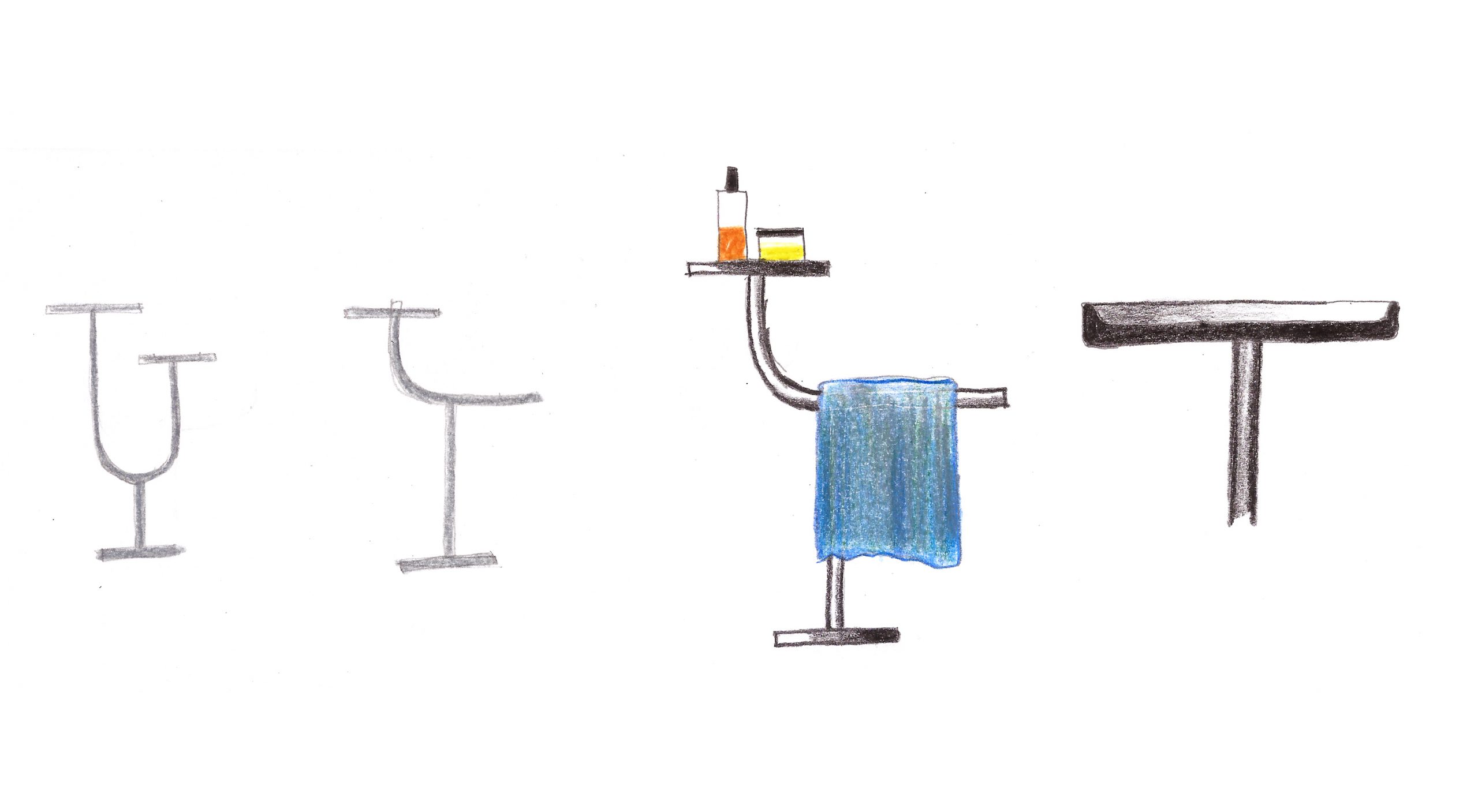Sketch of Bivio bathroom accessories by Daniel Debiasi and Federico Sandri