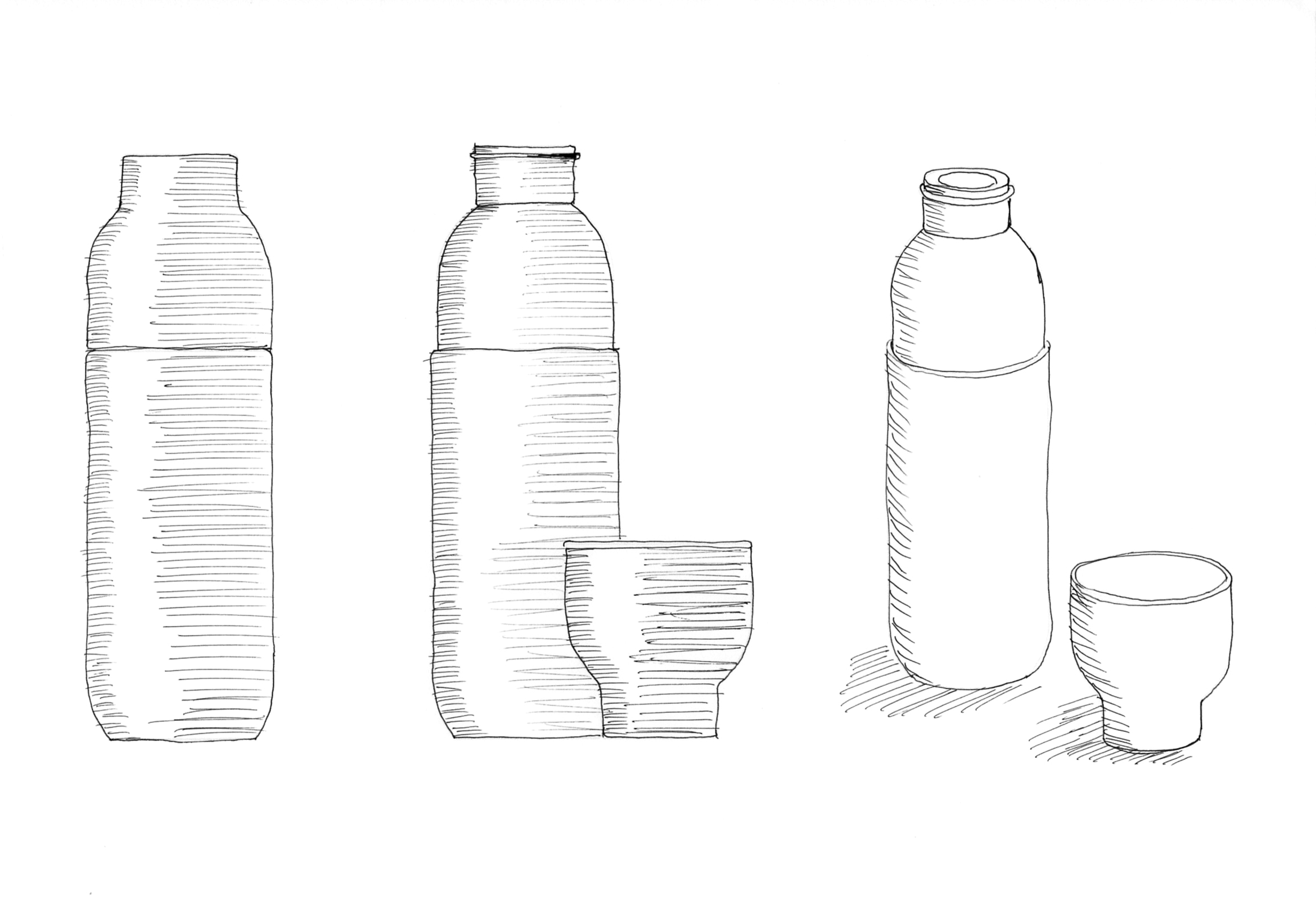 Sketch of the Collar thermo and water bottle by Debiasi Sandri for Stelton