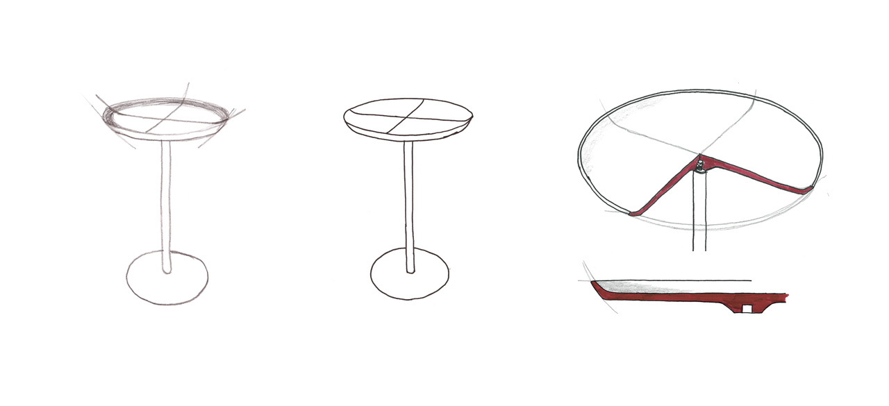 sketch of the Lino side table by Debiasi Sandri for Antoniolupi