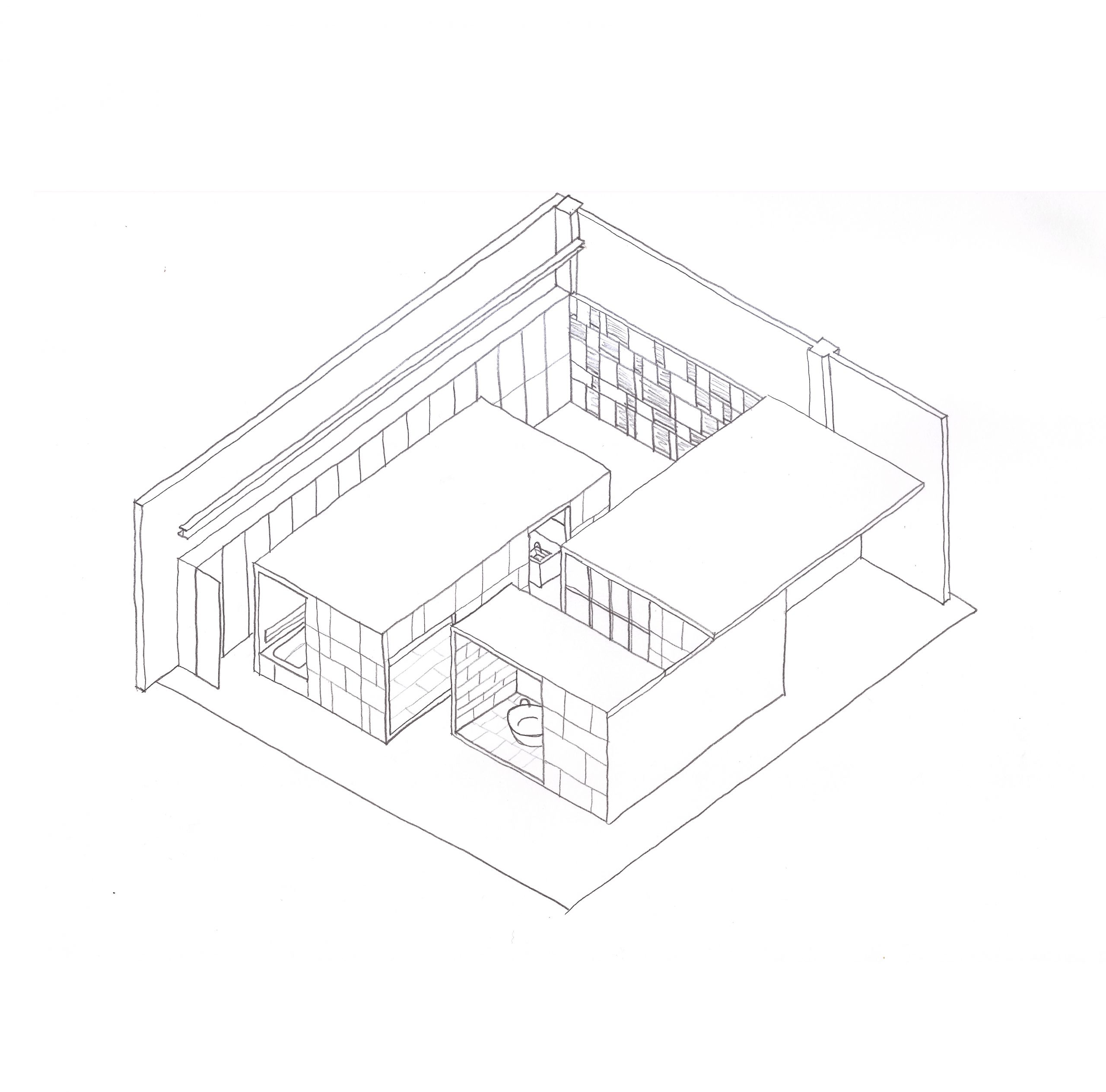 Concept sketch of Showroom Interior Design by Debiasi Sandri for Grassi Pietre