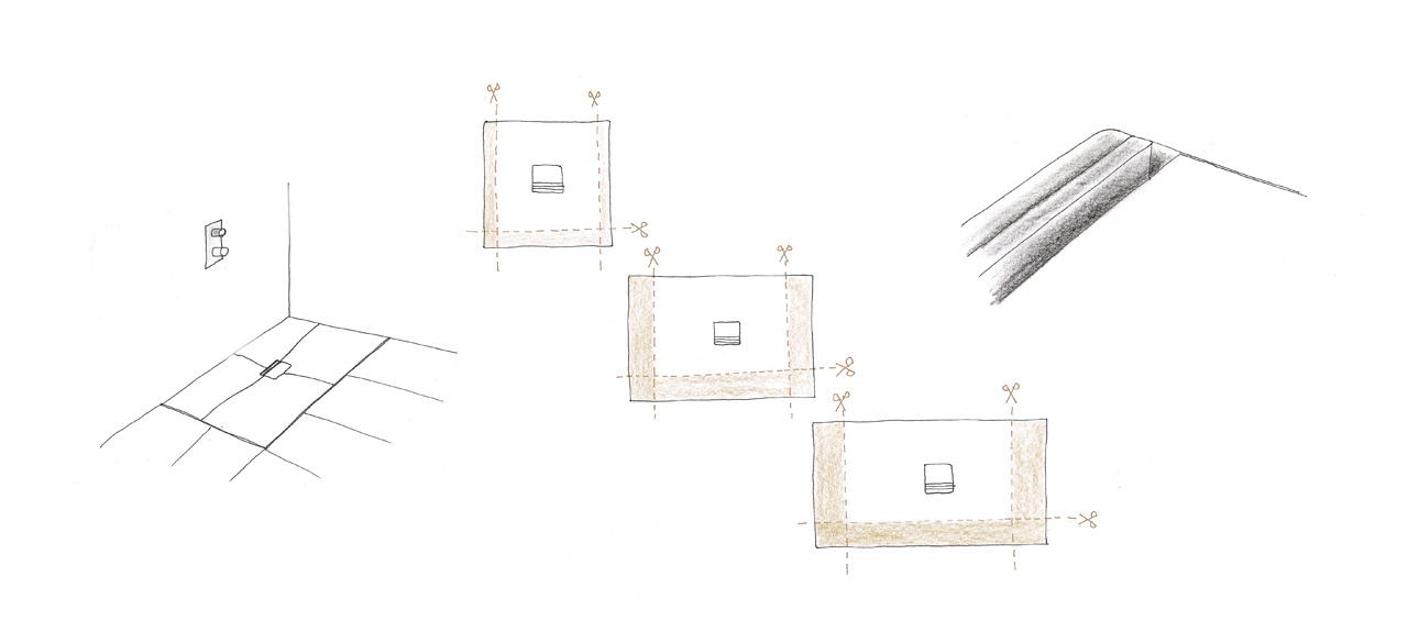 sketch of the Squaro Infinity shower floor series by Debiasi Sandri for Villeroy and Boch